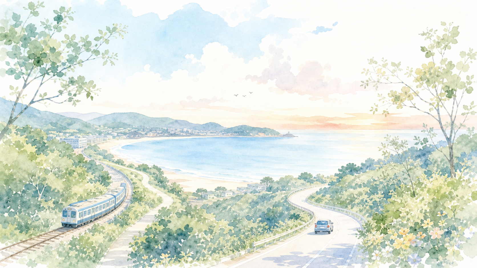 電車と車で行くイメージ